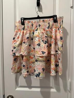 Floral Tiered Mini Skirt with Smocked Waist